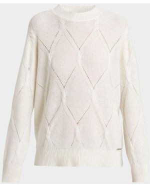 Kiton Diamond Cashmere-Silk Sweater - White