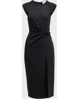 Tanya Taylor Cody Sleeveless Twisted-Waist Midi Dress - Black
