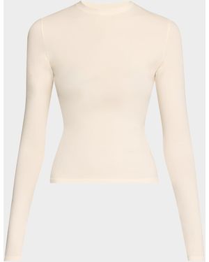 Skims Cotton Jersey Long-Sleeve Crewneck T-Shirt - Natural