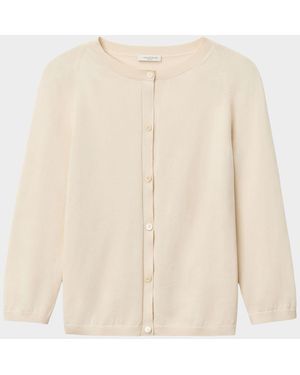 Lafayette 148 New York Cotton-Silk Knit Cardigan - Natural