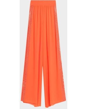 Ramy Brook Dario Sheer Palazzo Beach Pants - Orange