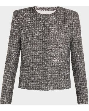 Maria McManus Metallic Paillette Tweed Shrunken Jacket - Gray