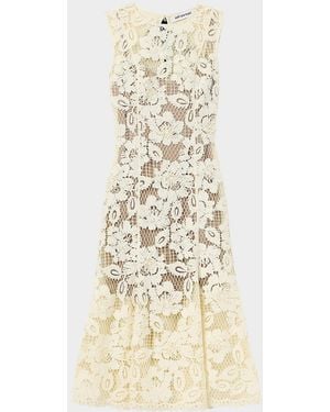 Self-Portrait Crochet Lace Midi Dress - Natural