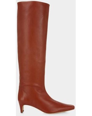 STAUD Wally Pointed Leather Tall Boots - Brown