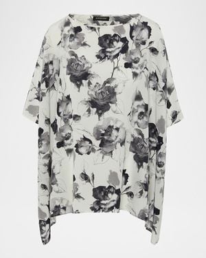Eskandar Floral-Print Silk Chiffon Blouse - Gray