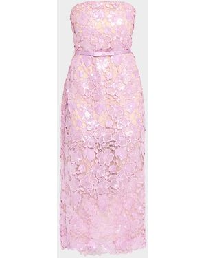 retroféte Rowen Sequined Lace Midi Dress - Pink