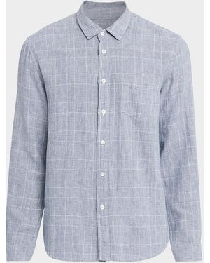 Rails Apos;S Linen And Cotton Windowpane Plaid Button-Down Shirt - Blue