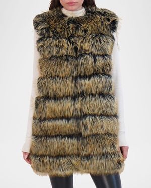 THEIA Fox-Like Faux Fur Vest - Green