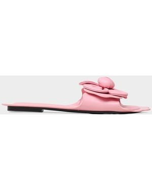 Marc Jacobs The Daisy Leather Flat Slide Sandals - Pink