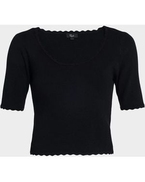 Rails Louanna Scallop-Trim Crop Top - Black