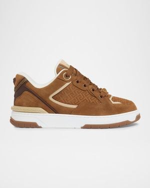 Versace Apos;S Suede La Geeca Mid-Top Sneakers - Brown