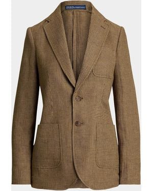 Polo Ralph Lauren Single-Breasted Glen Plaid Linen Blazer - Green