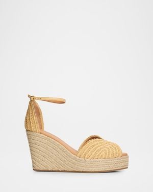 Odissi 95Mm Ava Raffia Espadrille Wedge Sandals - Natural