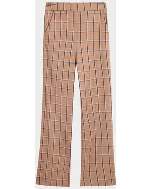 Veronica Beard Tonelli Plaid Wide-Leg Pants - Natural