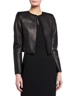 Akris Hasso Cropped Napa Leather Jacket, Black