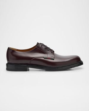 Gucci William Leather Derby Shoes - Brown
