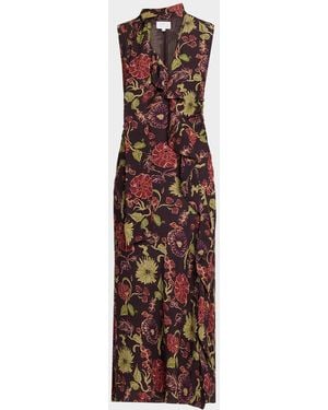 Tanya Taylor Amelia Sleeveless Floral Scarf Dress - Purple
