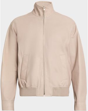 FRAME Apos;S Leather Bomber Jacket - Natural