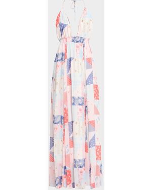 LoveShackFancy Fancy Patchwork Chiffon Maxi Dress - Pink