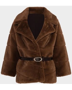 Lyla Grant Fur-Free Leopard Faux Mink Coat - Brown