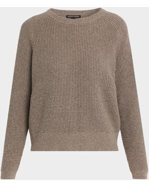 Eileen Fisher Crewneck Cotton-Cashmere Thermal Knit Top - Gray
