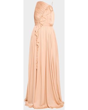 Ulla Johnson Aisha Asymmetric Silk Chiffon Gown - Pink