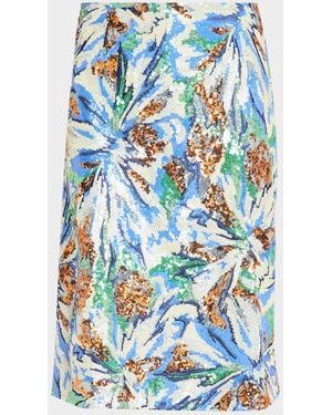 Rabanne Sequined Midi Skirt - Blue