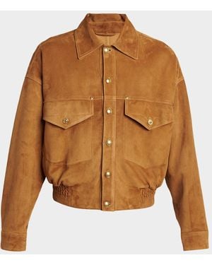 Versace Apos;S Suede Blouson Jacket - Brown