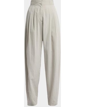 The Row Iven Low-Rise Crinkled Barrel-Leg Pants - White