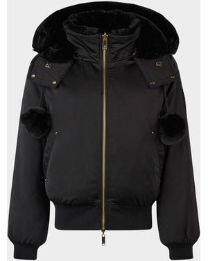 Moose Knuckles Debbie Reversible Faux-Fur Bomber Jacket With Detachable Hood - Black