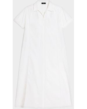 Theory Short-Sleeve Poplin Popover Maxi Dress - White