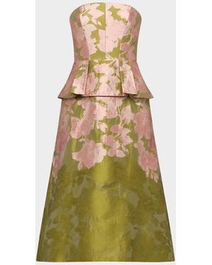 Kay Unger Imogen Metallic Jacquard A-Line Cocktail Dress - Green