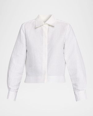 Dice Kayek Pleated Cotton Poplin Button-Down Shirt - White