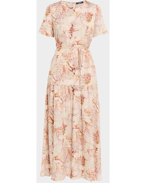Emanuel Ungaro Billie Floral-Print Hammered Satin Maxi Dress - Natural