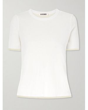 B Sides Reversible Ribbed-Knit Cotton-Crepe T-Shirt - White