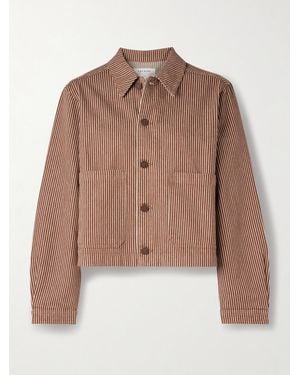 La Ligne Val Cropped Striped Denim Jacket - Brown