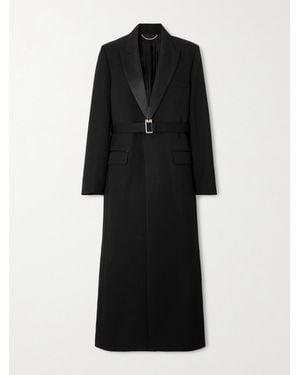 Victoria Beckham Belted Satin-Trimmed Twill Coat - Schwarz