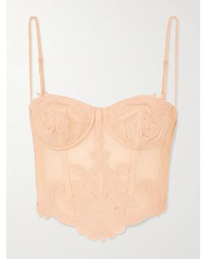 Zimmermann Rebellion Appliquéd Linen And Silk-Blend Corset Top - Natural