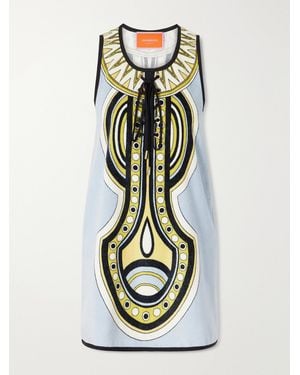 La DoubleJ Totem Printed Cotton Mini Dress - White