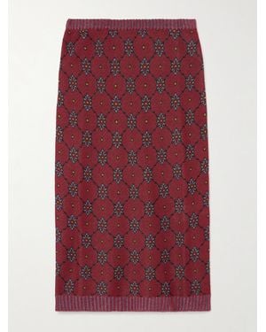 Etro Jacquard-Knit Midi Skirt - Red
