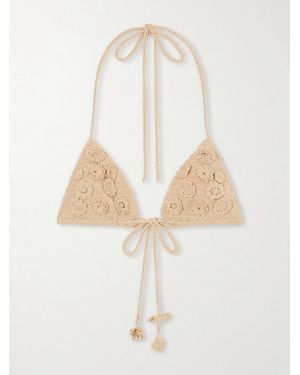 Loewe Paula's Ibiza Crocheted Cotton Triangle Bra - White