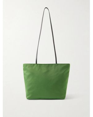 Valesque Spaghetti Leather-Trimmed Satin-Twill Tote - Green