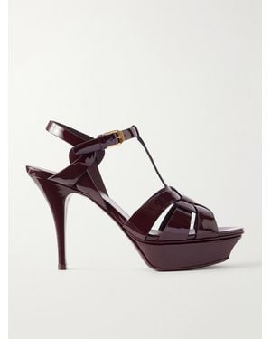 Saint Laurent Tribute 75 Patent Leather Platform Sandals - Pink