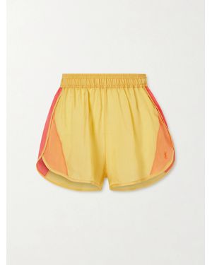 Saint Laurent Color-Block Satin Shorts - Yellow