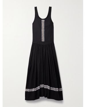 DIOTIMA Pocomania Crochet-Trimmed Cotton-Poplin Maxi Dress - Blue