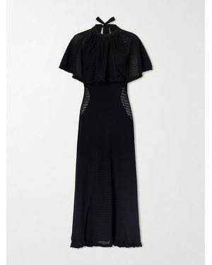 Lanvin Cape-Effect Open-Knit And Jersey Midi Dress - Schwarz