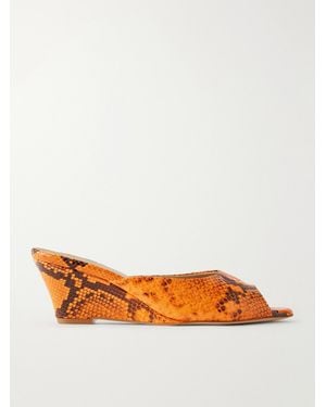 Jamie Haller The Kit Snake-Effect Leather Mules - Orange