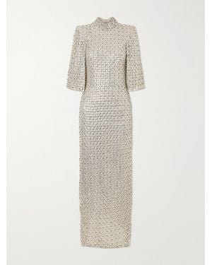 Jenny Packham Sedona Crystal-Embellished Sequined Tulle Gown - White
