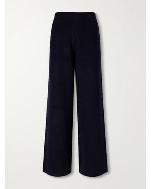 Allude Wool And Cashmere-Blend Wide-Leg Trousers - Blue