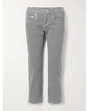 R13 Boy Verkürzte, Tief Sitzende Jeans Mit Schmalem Bein Und Hahnentrittmuster - Grau